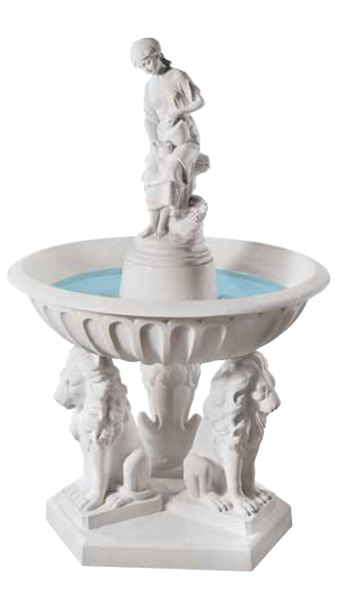 Three Lions with Maiden Water Fountain Bonded Italian Marble